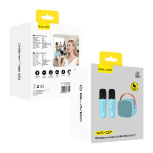 Blavec nešiojama bluetooth kolonėlė WS-07 Karaoke Party - 5W su 2 mikrofonais (WS07-2MBL) mėlynos spalvos - Image 8