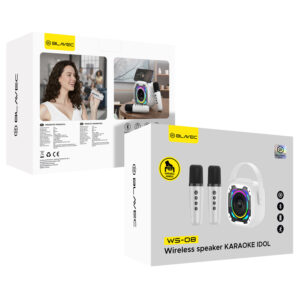 Blavec nešiojama bluetooth kolonėlė WS-08 Karaoke Idol - 8W su 2 mikrofonais (WS08-2MW) baltos spalvos - Image 9