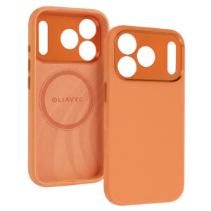 Liavec Silk Shield dėklas su Metal Camera Frame skirtas Apple iPhone 17 Pro oranžinės spalvos - Image 2