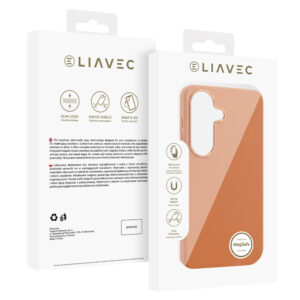 Liavec Silky dėklas su Metal Camera Frame for Samsung Galaxy S26 Plus oranžinės spalvos - Image 5