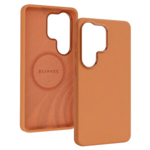 Liavec Silky dėklas su Metal Camera Frame for Samsung Galaxy S26 Ultra oranžinės spalvos - Image 2