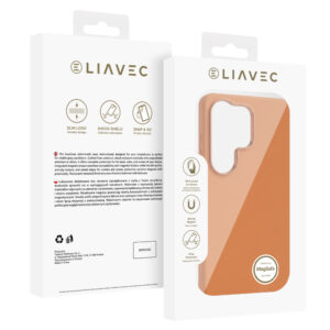 Liavec Silky dėklas su Metal Camera Frame for Samsung Galaxy S26 Ultra oranžinės spalvos - Image 5