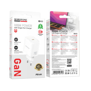 Borofone Ładowarka sieciowa BN33 Fuente GaN Typ C - QC3.0 PD 40W baltos spalvos - Image 9