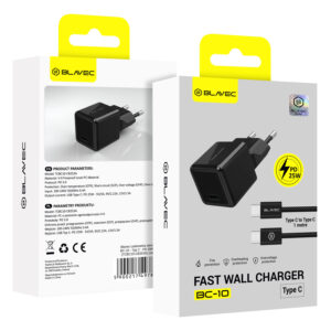 Blavec Wall charger BC-10 - Type C - PD 25W 3A with Type C to Type C cable (TCBC10-CB253A) juodos spalvos - Image 6
