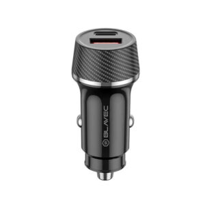 Blavec autmobilinis įkroviklis BS-03B-C Carbon - USB + Typ C -  QC 3.0 18W PD 30W z kablem Typ C na Typ C (CCBS03BC-UCB) juodos spalvos - Image 2