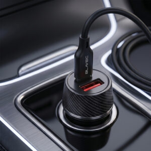 Blavec autmobilinis įkroviklis BS-03B-C Carbon - USB + Typ C -  QC 3.0 18W PD 30W z kablem Typ C na Typ C (CCBS03BC-UCB) juodos spalvos - Image 4