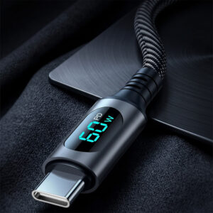 Blavec Cable Zumi braided - Type C to Type C - PD 60W 3A LCD display 1 metre Apple CarPlay/Android Auto (CZU-CC3B10) juodos spalvos - Image 5