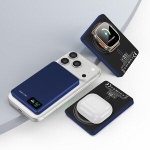 Blavec Power Bank 10000mAh BJ-03 Slim 13,5mm - Type C - 22,5W magnetic Magsafe 3 in 1 (PBBJ03-MC10N) mėlynos spalvos aluminum - Image 4