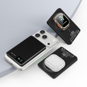 Blavec Power Bank 10000mAh BJ-03 Slim 13,5mm - Type C - 22,5W magnetic Magsafe 3 in 1 (PBBJ03-MC10B) juodos spalvos aluminum - Image 4