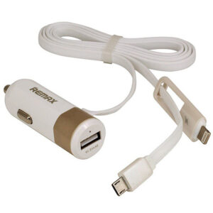 REMAX Car Charger RCC-102 - USB - 3,4A with 2 in 1 cable Micro USB, Lightning gold - Image 4