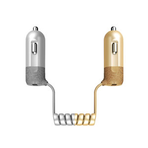 REMAX Car Charger RCC-103 Finchy - USB - 3,4A with Lightning + MicroUSB cable silver - Image 3