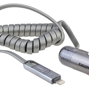 REMAX Car Charger RCC-103 Finchy - USB - 3,4A with Lightning + MicroUSB cable silver - Image 4