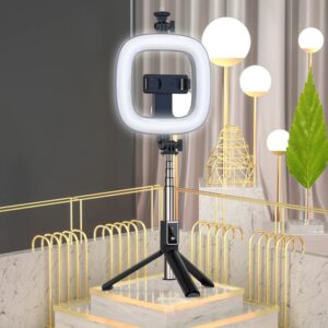 Selfie Stick - with detachable bluetooth remote control, tripod and ring lamp - P40D-3 juodos spalvos - Image 2