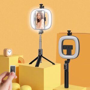 Selfie Stick - with detachable bluetooth remote control, tripod and ring lamp - P40D-3 juodos spalvos - Image 3