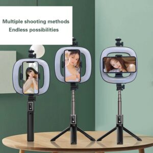 Selfie Stick - with detachable bluetooth remote control, tripod and ring lamp - P40D-3 juodos spalvos - Image 6