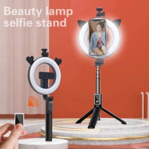 Selfie Stick - with detachable bluetooth remote control, tripod and ring lamp - P40D-3 juodos spalvos - Image 7