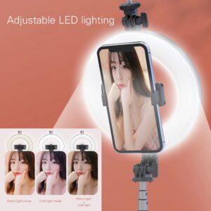 Selfie Stick - with detachable bluetooth remote control, tripod and ring lamp - P40D-3 juodos spalvos - Image 8