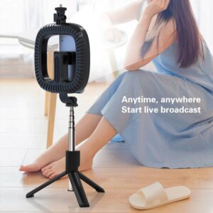 Selfie Stick - with detachable bluetooth remote control, tripod and ring lamp - P40D-3 juodos spalvos - Image 9