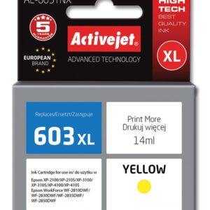 Activejet rašalas AE-603YNX (pakaitinis Epson 603XL T03A44 rašalas; Supreme; 14 ml; geltonas)