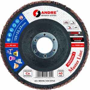 ANDRE LAMELINIS ŠLIFAVIMO DISKAS 125mm P 40 KERAMINIS MASTER LINE III VERSIJA