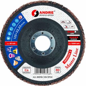ANDRE LAMELLINIS ŠLIFAVIMO DISKAS 125mm P 80 KERAMINIS MASTER LINE III VERSIJA