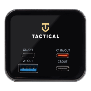 Tactical Squad Battalion 65W 20000 mAh – aukštos galios powerbank: 65W USB‑C, 2× USB‑C + USB‑A, TFT ekranas, aliuminio korpusas ir ekologiška pakuotė.