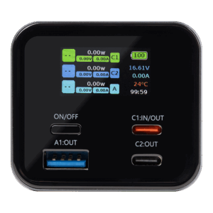 Tactical Squad Battalion 65W 20000 mAh – aukštos galios powerbank: 65W USB‑C, 2× USB‑C + USB‑A, TFT ekranas, aliuminio korpusas ir ekologiška pakuotė. - Image 2