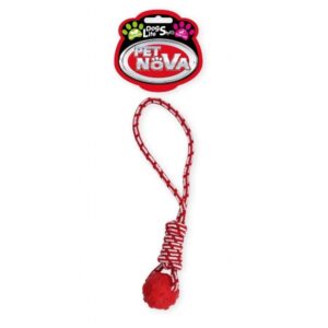 Virvė su kamuoliu 11cm raudona su mėtų kvapu, cypiantis - Image 1