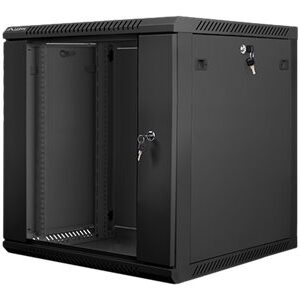 Lanberg | Rack cabinet 19" wall-mount 12U/600x600 (flat pack) with glass door | WF01-6612-10B | Black