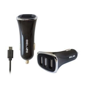 Beline Ład. sam. 3xUSB + microUSB 4A juodos spalvos - Image 1