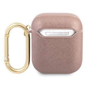 Guess GUA2SASMP AirPods 1/2 cover różowy/pink Saffiano Script Metal Collection - Image 2
