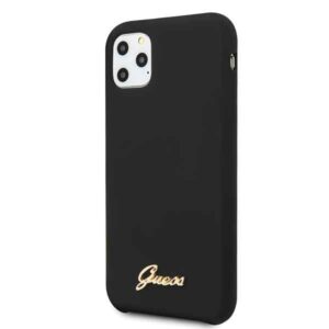Guess GUHCN58LSLMGBK Apple iPhone 11 Problack dėklas Silicone Vintage Gold Logo - Image 2