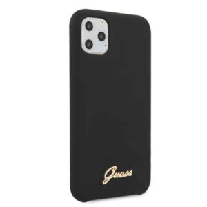 Guess GUHCN58LSLMGBK Apple iPhone 11 Problack dėklas Silicone Vintage Gold Logo - Image 5