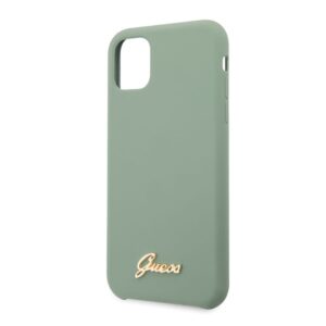 Guess GUHCN58LSLMGKA Apple iPhone 11 Pro khaki dėklas Silicone Vintage Gold Logo - Image 3