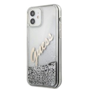Guess GUHCP12SGLVSSI Apple iPhone 12 mini5,4" srebrny/silver dėklas Glitter Vintage Script - Image 2
