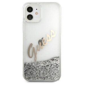 Guess GUHCP12SGLVSSI Apple iPhone 12 mini5,4" srebrny/silver dėklas Glitter Vintage Script - Image 3