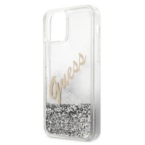 Guess GUHCP12SGLVSSI Apple iPhone 12 mini5,4" srebrny/silver dėklas Glitter Vintage Script - Image 7