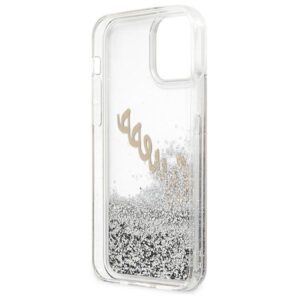 Guess GUHCP12SGLVSSI Apple iPhone 12 mini5,4" srebrny/silver dėklas Glitter Vintage Script - Image 8