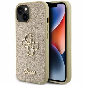 Guess GUHCP15MHG4SGD Apple iPhone 15 Plus / 14 Plus 6.7" złoty/gold dėklas Glitter Script Big 4G