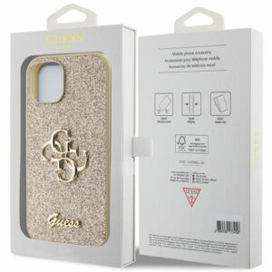 Guess GUHCP15MHG4SGD Apple iPhone 15 Plus / 14 Plus 6.7" złoty/gold dėklas Glitter Script Big 4G - Image 8