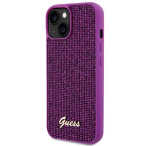 Guess GUHCP15SPMSDGSF Apple iPhone 15 / 14 / 13 6.1" fuschia dėklas Disco Metal Script - Image 2
