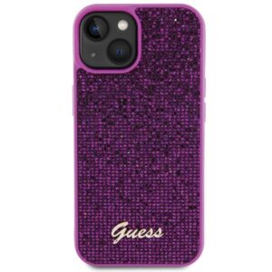 Guess GUHCP15SPMSDGSF Apple iPhone 15 / 14 / 13 6.1" fuschia dėklas Disco Metal Script - Image 3