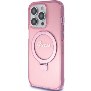 Guess GUHMP15XHRSGSP Apple iPhone 15 Pro Max 6.7" różowy/pink dėklas Ring Stand Script Glitter MagSafe - Image 2