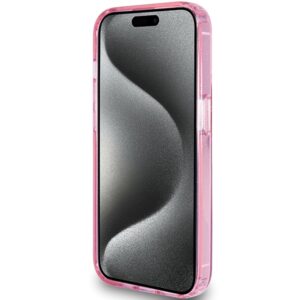 Guess GUHMP15XHRSGSP Apple iPhone 15 Pro Max 6.7" różowy/pink dėklas Ring Stand Script Glitter MagSafe - Image 5
