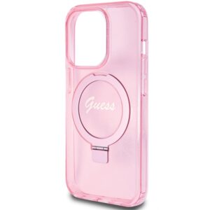 Guess GUHMP15XHRSGSP Apple iPhone 15 Pro Max 6.7" różowy/pink dėklas Ring Stand Script Glitter MagSafe - Image 6