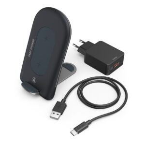 HAMA INDUCTION CHARGER QI-FC 15S 15W / USB-C + QC 3.0 CHARGER BLACK - Image 2