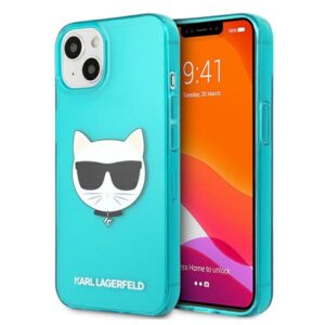 KARL LAGERFELD KLHCP13SCHTRB Apple iPhone 13 mini 5.4 "BLUE/BLUE HARDdėklas GLITTER CHOUPETTE FLUO