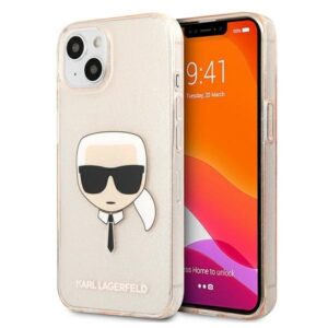 KARL LAGERFELD KLHCP13SKHTUGLGO Apple iPhone 13 mini 5.4 "GOLD/GOLD HARDdėklas GLITTER KARL`S HEAD