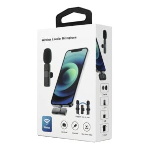 Lightning Dual Wireless Lavalier Microphone (2 in a Set) K1 Black - Image 2