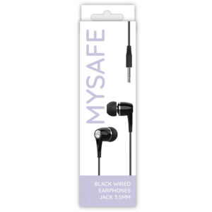 MYSAFE laidinės ausinės EAR35 JACK 3.5MM juodos spalvos